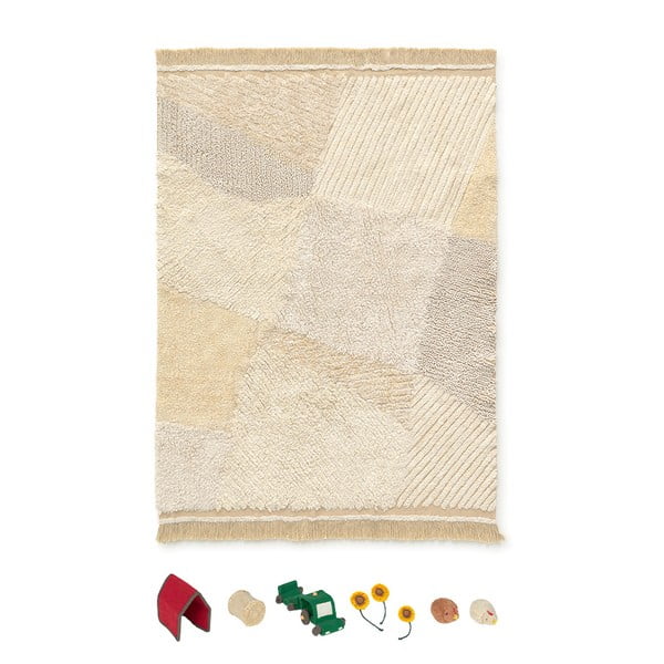 Bēšs kokvilnas bērnu rotaļu paklājs 120x170 cm Farm Fields – Lorena Canals