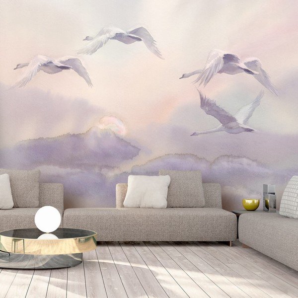Lielformāta tapetes Artgeist Flying Swans, 200 x 140 cm-image-1