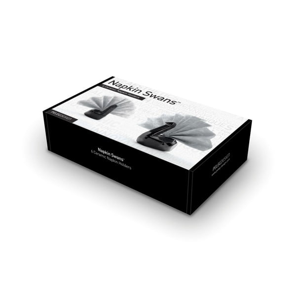 Keramikas salvešu turētāju komplekts, Salvešu turētājs gulbis 6 gab, balts-image-3