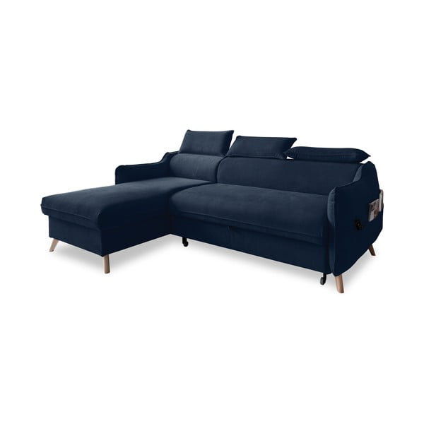 Tumši zils samta salokāms stūra dīvāns (ar kreiso stūri) Sweet Harmony – Miuform