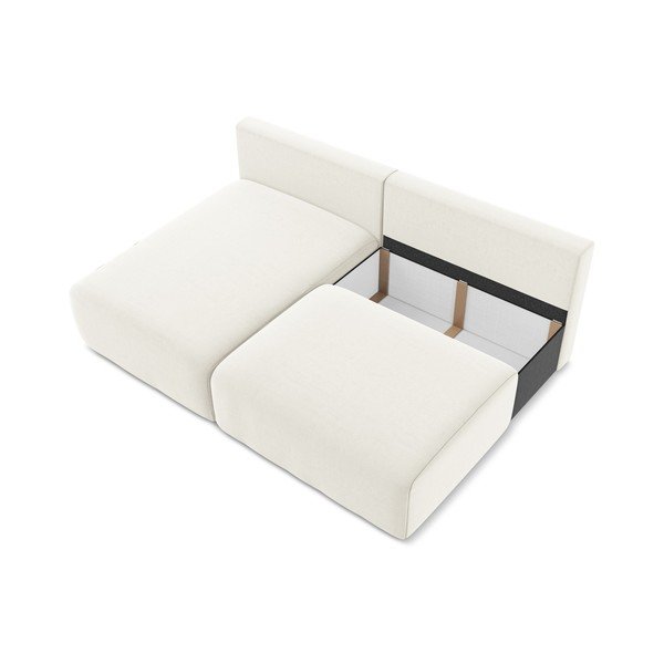 Krēmkrāsas samta salokāms stūra dīvāns ar uzglabāšanas vietu (ar kreiso stūri/ar zvilni) Kalena – Makamii-image-4
