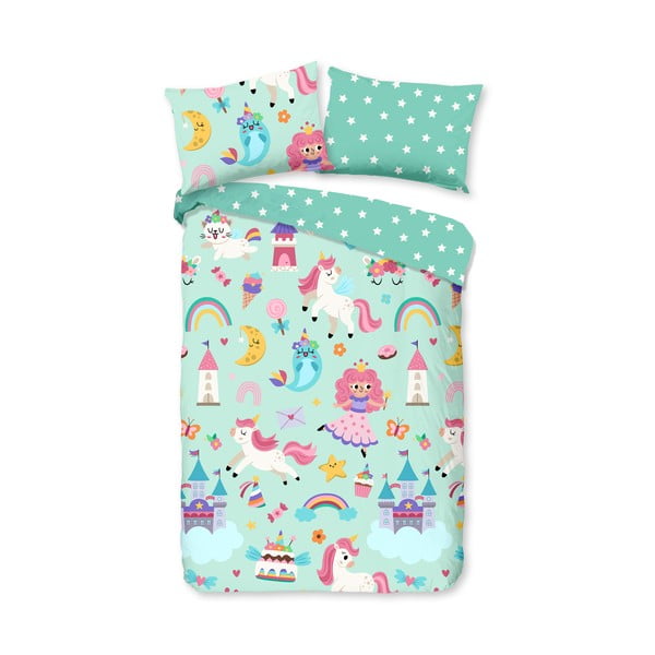 Piparmētru zaļa kokvilnas bērnu gultas veļa 100x135 cm Fantastic – Good Morning