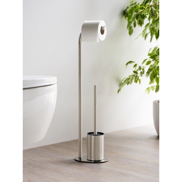 Matētas sudraba krāsas nerūsējošā tērauda tualetes papīra turētājs ar statīvu Levante – Wenko-image-2