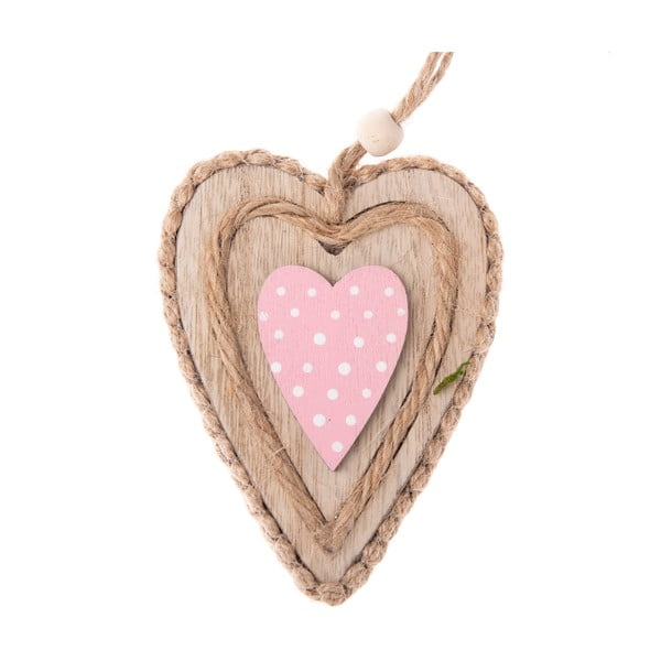 Rozā koka dekoratīvā piekaramā sirds Dakls Rozā sirds