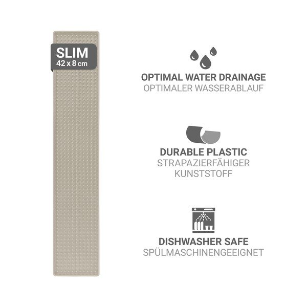 Bēšs plastmasas trauku žāvēšanas paliktnis 42x8 cm Slim – Wenko-image-4