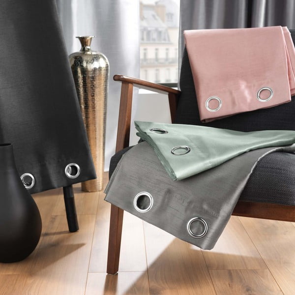 Zils aizkars no mikrosatīna 140x240 cm Shana – douceur d'intérieur-image-4