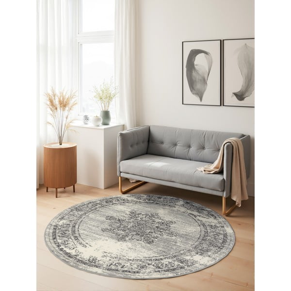 Pelēks/krēmkrāsas apaļš paklājs ø 120 cm Gloria Lydia – Hanse Home-image-2