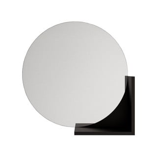Sienas spogulis ar melnu plauktu Skandica Lucija, ø 60 cm