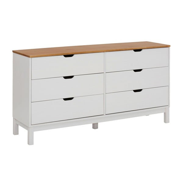 Balta priedes masīvkoka zema kumode 150x75 cm Post – Støraa-image-2