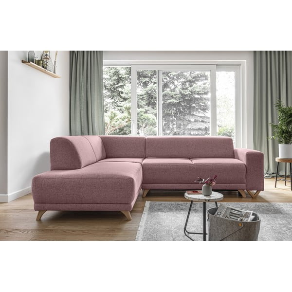 Rozā salokāms/ar uzglabāšanas vietu stūra dīvāns (ar kreiso stūri/L veida) Classy Sophie – Miuform-image-1