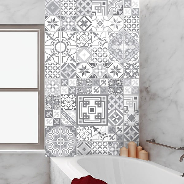 60 sienas uzlīmju komplekts Ambiance Vintage Design Shade of Gray, 10 x 10 cm-image-1