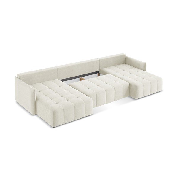 Bēšs salokāms/ar uzglabāšanas vietu (U veida) stūra dīvāns Moku – Makamii-image-4