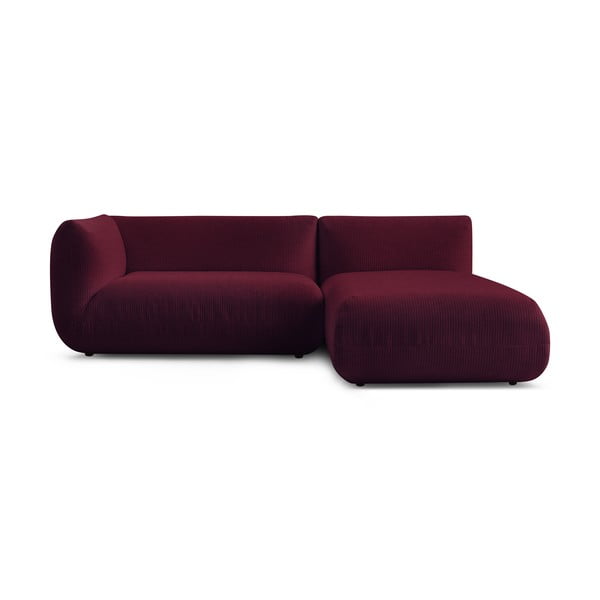 Bordo sarkans velveta stūra dīvāns (labais stūris) Lecomte – Bobochic Paris
