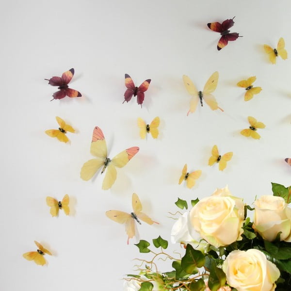 18 dzeltenu 3D uzlīmju komplekts Ambiance Butterflies-image-1