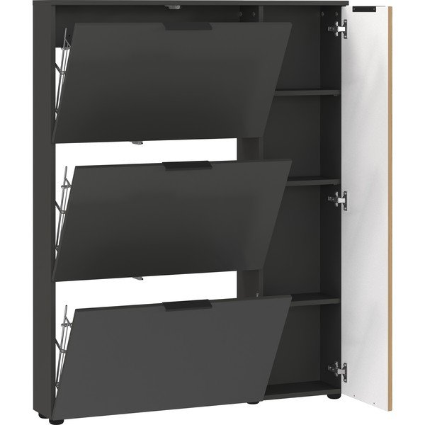 Antracīta pelēks/dabīga toņa atverams apavu plaukts ar ozolkoka imitāciju 101x129x19 cm Gibisa – Germania-image-3
