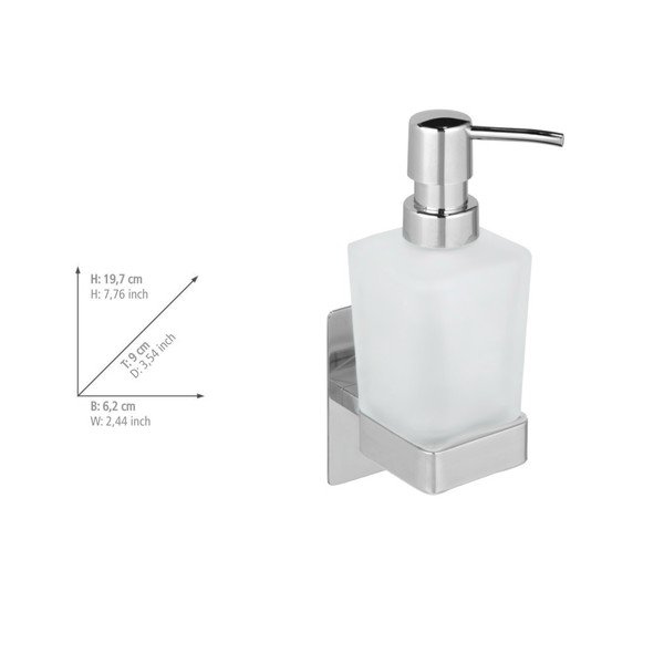 Spīdīgas sudraba krāsas stikla pašlīmējošs ziepju dozators 200 ml Genova – Wenko-image-3
