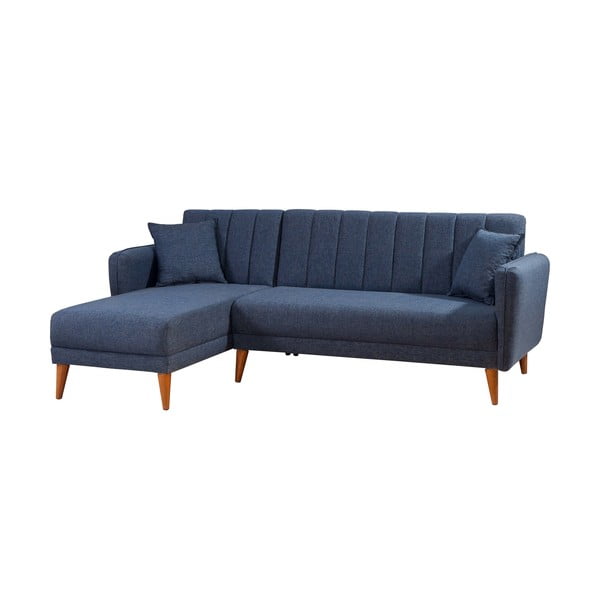 Zils izvelkamais stūra dīvāns (ar kreiso stūri) Aqua – Balcab Home