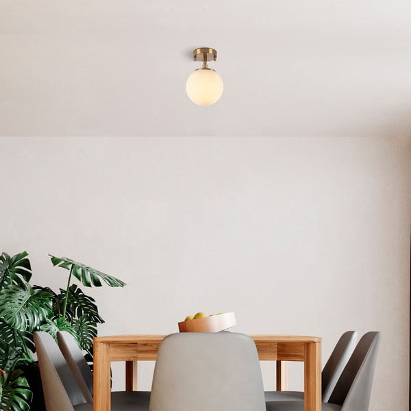 Balta/misiņa krāsas griestu lampa ar stikla abažūru ø 15 cm Atmaca – Opviq lights-image-1