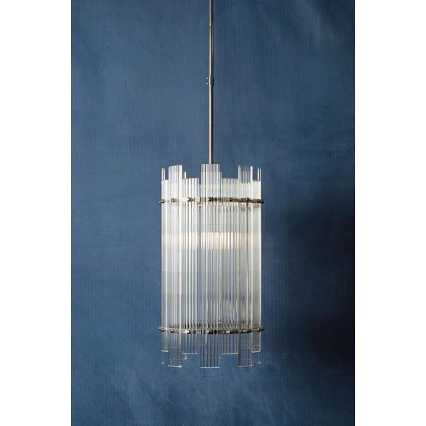 Sudraba krāsas metāla piekaramā lampa ar stikla abažūru ø 27 cm Ritz – Premier Housewares-image-1