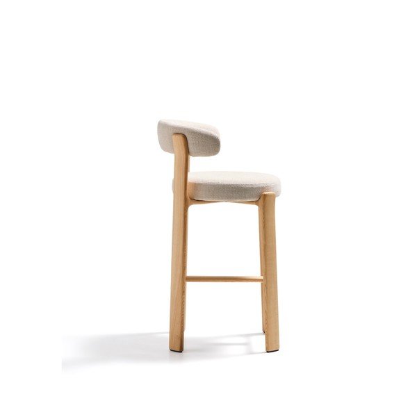 Bēšs/gaiša dabīga toņa oša masīvkoka bāra krēsls (sēdekļa augstums 75 cm) Granite – Kave Home-image-3