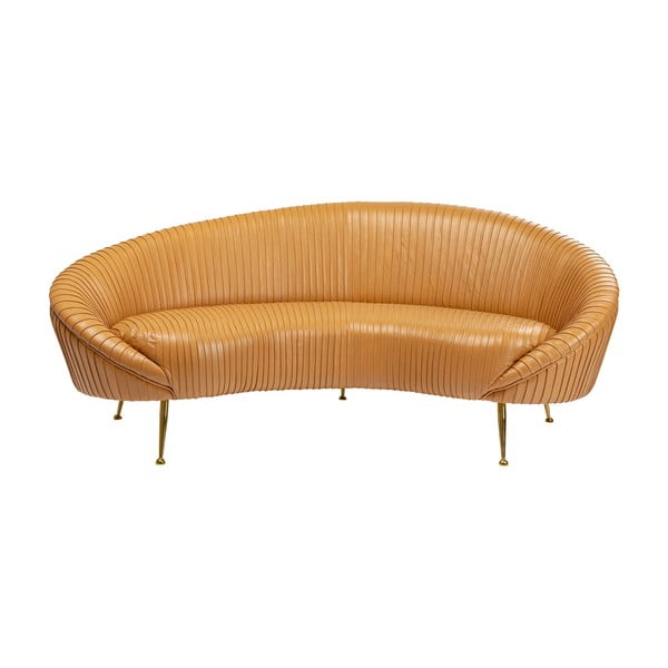 Gaiši brūns ādas dīvāns Kare Design Bonita