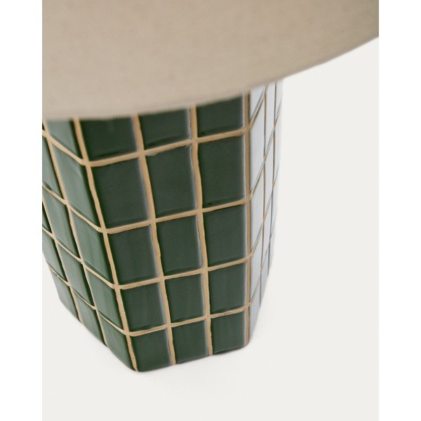 Zaļa/krēmkrāsas galda lampa ar auduma abažūru (augstums 61,5 cm) Rue – Kave Home-image-4