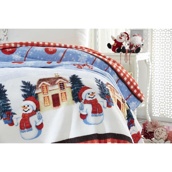 Pleds ar Ziemassvētku motīvu no kokvilnas maisījuma 150x200 cm – Mila Home-image-1