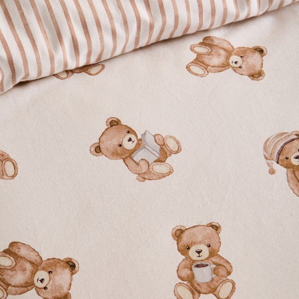 Krēmkrāsas vienguļamais flaneļa bērnu palags ar gumiju 90x190 cm Brushed Teddy Bear – Catherine Lansfield-image-2