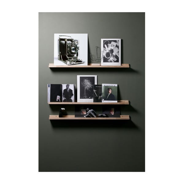 Dabīga toņa bilžu ozola masīvkoka sienas plaukts 120 cm Studio – WOOOD-image-3