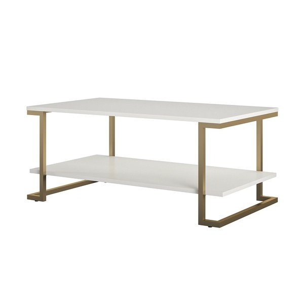 Žurnālgaldiņš baltā un zelta krāsā CosmoLiving by Cosmopolitan Camila, 106 x 45 cm-image-2