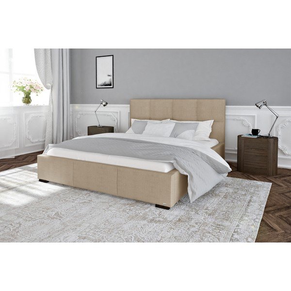 Bēša divguļamā gulta ar režģi un uzglabāšanas vietu Guy Laroche Home Fascination, 140 x 200 cm-image-1