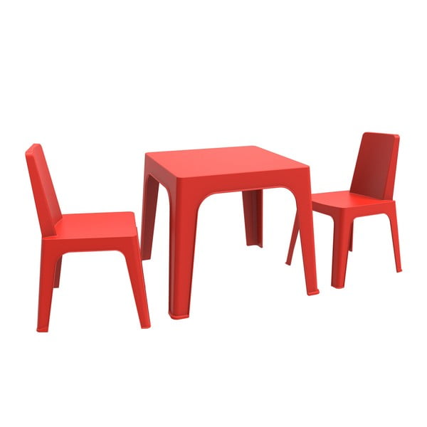 Sarkans bērnu dārza komplekts 1 galds un 2 krēsli Resol Julieta