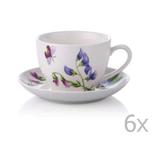 6 porcelāna tējas tasīšu komplekts ar apakštasītēm Rodianos