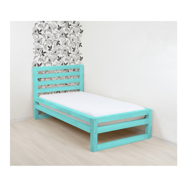 Tirkīza zila koka vienguļamā gulta Benlemi DeLuxe, 190 x 80 cm