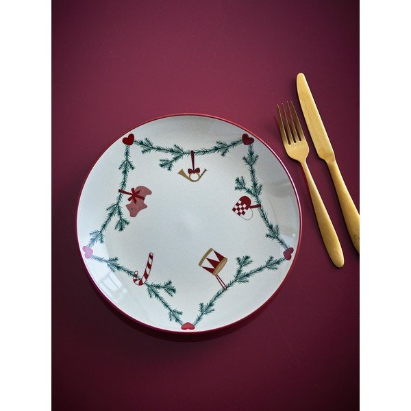 Krēmkrāsas akmensmasas šķīvis ar Ziemassvētku motīvu ø 25,5 cm Yule – Bloomingville-image-2