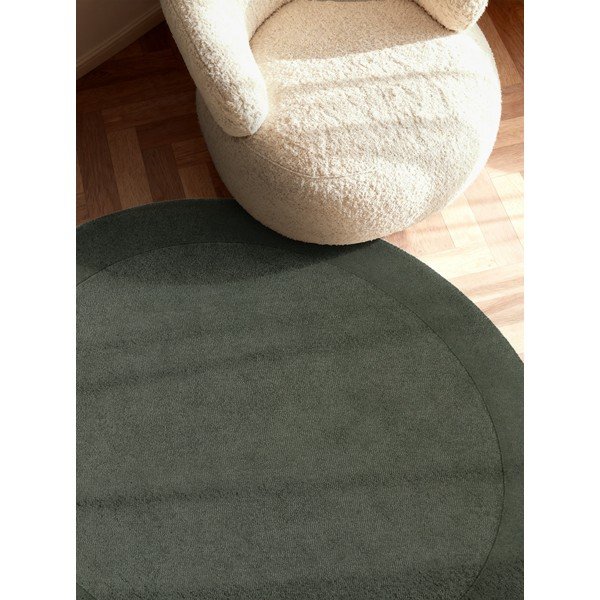Tumši zaļš ar rokām darināts apaļš paklājs no vilnas maisījuma ø 150 cm Kivi – Villeroy&Boch-image-2
