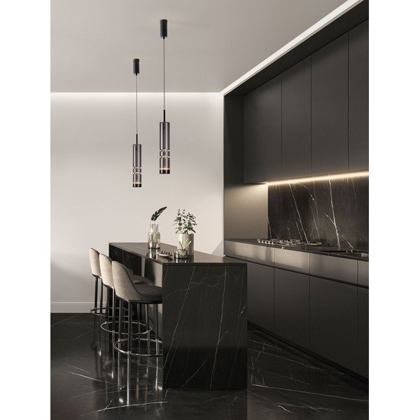 Pelēka stikla LED piekaramā lampa ø 8 cm Bento – Nova Luce-image-1