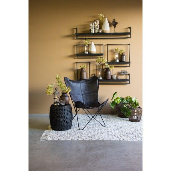 Matēti melns mango masīvkoka sienas plaukts 120 cm Maddison – Light & Living-image-1