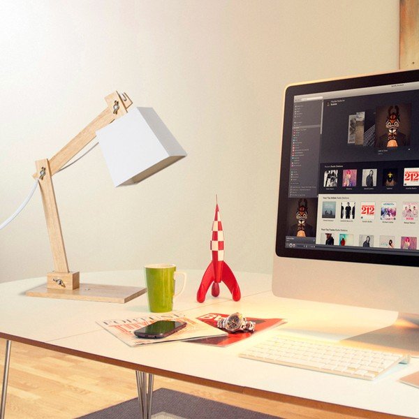 Balta galda lampa ar koka konstrukciju SULION Erasmo-image-1