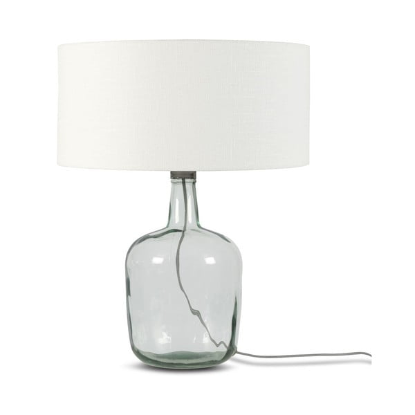 Galda lampa ar baltu abažūru un pārstrādāta stikla struktūru Good&Mojo Murano, ⌀ 47 cm