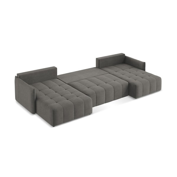 Tumši pelēks salokāms/ar uzglabāšanas vietu (U veida) stūra dīvāns Moku – Makamii-image-4