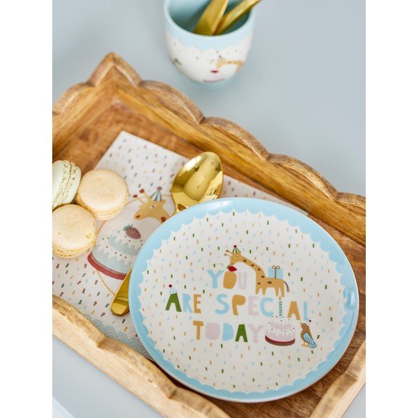 Gaiši zils/krēmkrāsas akmensmasas bērnu šķīvis ø 16 cm Celebrate – Bloomingville Mini-image-2