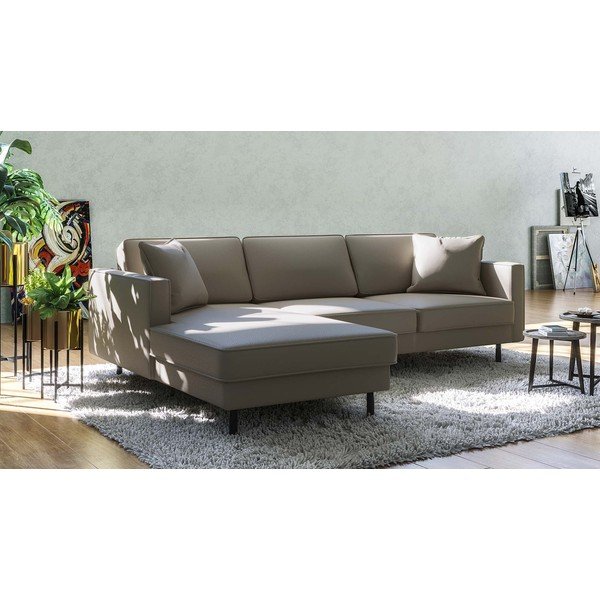 Gaiši brūns ādas stūra dīvāns (kreisais stūris) Kobo – MESONICA-image-1