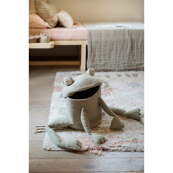 Gaiši zaļš tekstila bērnu rotaļlietu grozs ø 23x35 cm Fred the Frog – Lorena Canals-image-1
