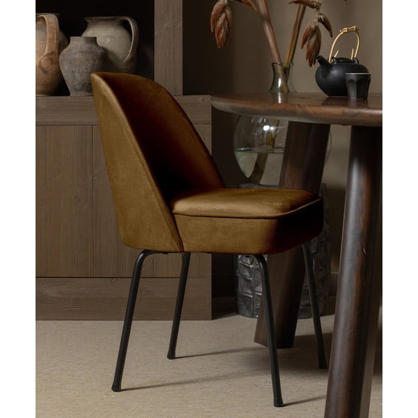 Sinepju dzelteni samta pusdienu krēsli (2 gab.) Vogue – WOOOD-image-1