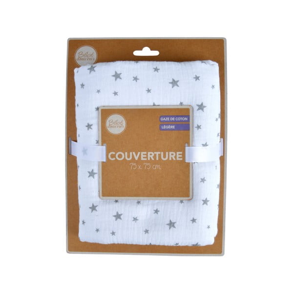 Balta muslīna bērnu sega 75x75 cm – Bébé Douceur-image-1