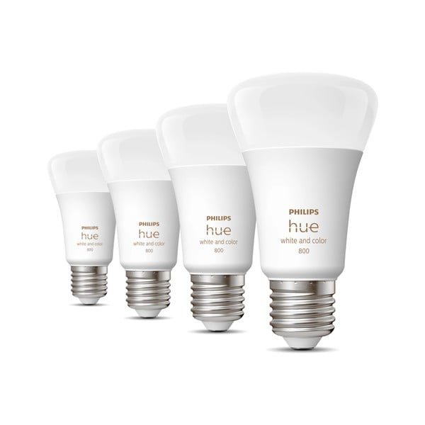 LED spuldzes (4 gab.) ar E27 spuldžu ietveri, 9 W White and color ambiance – Philips Hue