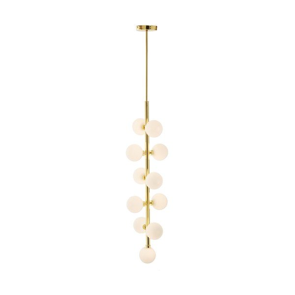 Balta/zelta krāsas metāla piekaramā lampa ar stikla abažūru ø 27 cm Trieste – Premier Housewares-image-4