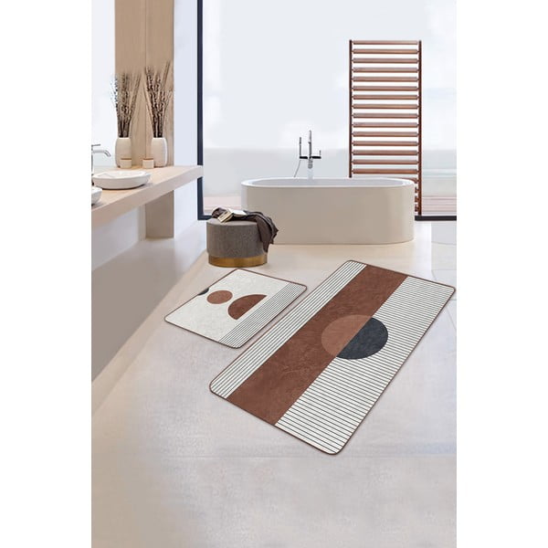 Balti/brūni vannas istabas paklājiņi (2 gab.) 60x100 cm – Mila Home-image-1