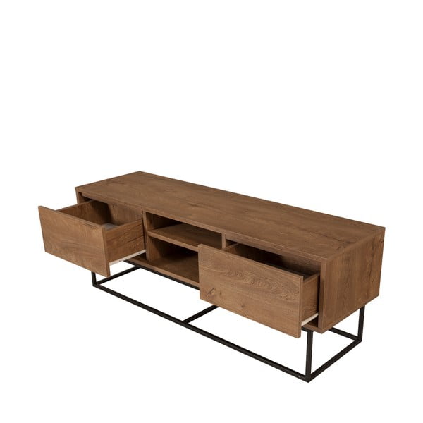 Dabīga toņa TV galdiņš ar riekstkoka imitāciju 140x50 cm Rodez – Kalune Design-image-2